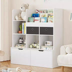 47.8in Kids Wooden Bookshelf with 4 Drawers,Children Bookcase Baby Storage Book Rack,Floor Toy Chest Playroom for Kids Room,Classroom