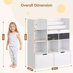Étagère à livres en bois pour enfants de 121 cm avec 4 tiroirs, bibliothèque pour enfants, étagère de rangement pour bébé, coffre à jouets au sol pour chambre d'enfant, salle de jeux, salle de classe