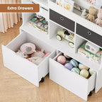Étagère à livres en bois pour enfants de 121 cm avec 4 tiroirs, bibliothèque pour enfants, étagère de rangement pour bébé, coffre à jouets au sol pour chambre d'enfant, salle de jeux, salle de classe