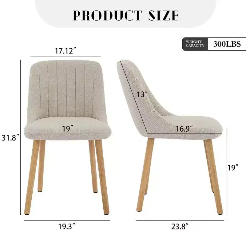 Coolmee Lot de 2 chaises de salle à manger, chaises de cuisine rembourrées avec dossier ergonomique, chaises de salle à manger d'une capacité de 136 kg avec pieds en chêne pour salle à manger