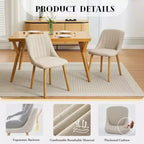 Coolmee Lot de 2 chaises de salle à manger, chaises de cuisine rembourrées avec dossier ergonomique, chaises de salle à manger d'une capacité de 136 kg avec pieds en chêne pour salle à manger