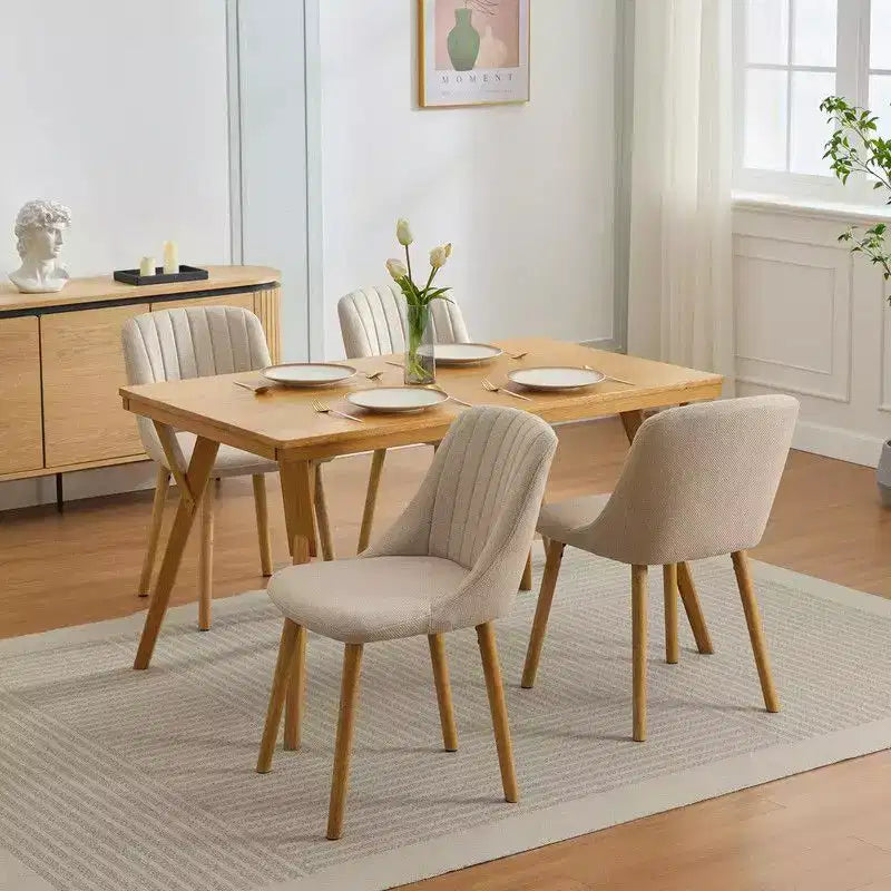 Coolmee Lot de 2 chaises de salle à manger, chaises de cuisine rembourrées avec dossier ergonomique, chaises de salle à manger d'une capacité de 136 kg avec pieds en chêne pour salle à manger