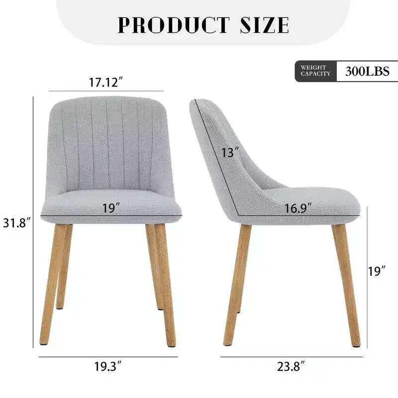 Coolmee Lot de 2 chaises de salle à manger, chaises de cuisine rembourrées avec dossier ergonomique, chaises de salle à manger d'une capacité de 136 kg avec pieds en chêne pour salle à manger