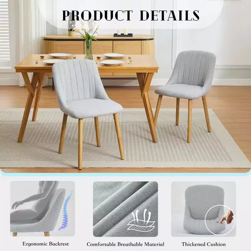 Coolmee Lot de 2 chaises de salle à manger, chaises de cuisine rembourrées avec dossier ergonomique, chaises de salle à manger d'une capacité de 136 kg avec pieds en chêne pour salle à manger