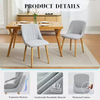 Coolmee Lot de 2 chaises de salle à manger, chaises de cuisine rembourrées avec dossier ergonomique, chaises de salle à manger d'une capacité de 136 kg avec pieds en chêne pour salle à manger