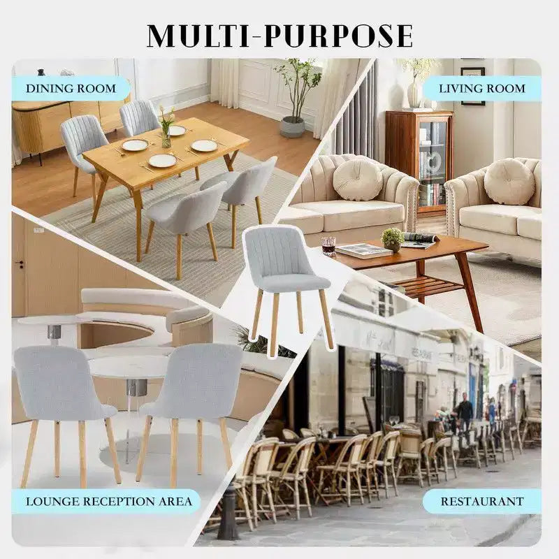 Coolmee Lot de 2 chaises de salle à manger, chaises de cuisine rembourrées avec dossier ergonomique, chaises de salle à manger d'une capacité de 136 kg avec pieds en chêne pour salle à manger