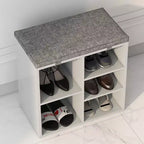Banc à chaussures avec coussin et poches latérales, 10 compartiments, 104 cm, organisateur de chaussures d'entrée, étagère à chaussures avec étagères réglables