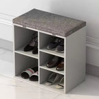 Banc à chaussures avec coussin et poches latérales, 10 compartiments, 104 cm, organisateur de chaussures d'entrée, étagère à chaussures avec étagères réglables