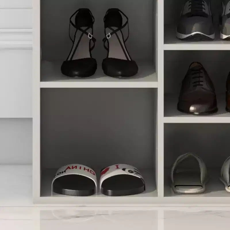 Banc à chaussures avec coussin et poches latérales, 10 compartiments, 104 cm, organisateur de chaussures d'entrée, étagère à chaussures avec étagères réglables