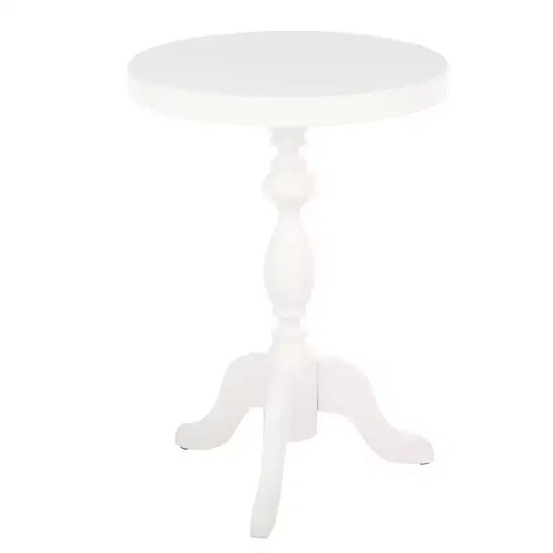 Lavish Home Round Pedestal Side Table, White