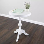 Table d'appoint ronde sur pied Lavish Home, blanche
