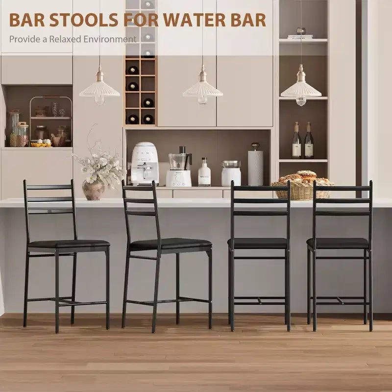 Set of 2/4 Counter Height Bar Chair with Back, Thick Cushion and Upholstered for Kitchen Island, Counter Bar