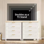 GustoWave Commode Haute 35,4" pour Chambre, avec 4 Tiroirs Cannelés et Armoire de Rangement pour Vêtements, Organisateur de Tiroir pour Chambre, Salon