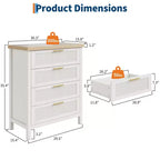 GustoWave Commode Haute 35,4" pour Chambre, avec 4 Tiroirs Cannelés et Armoire de Rangement pour Vêtements, Organisateur de Tiroir pour Chambre, Salon