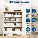 GustoWave Commode Haute 35,4" pour Chambre, avec 4 Tiroirs Cannelés et Armoire de Rangement pour Vêtements, Organisateur de Tiroir pour Chambre, Salon