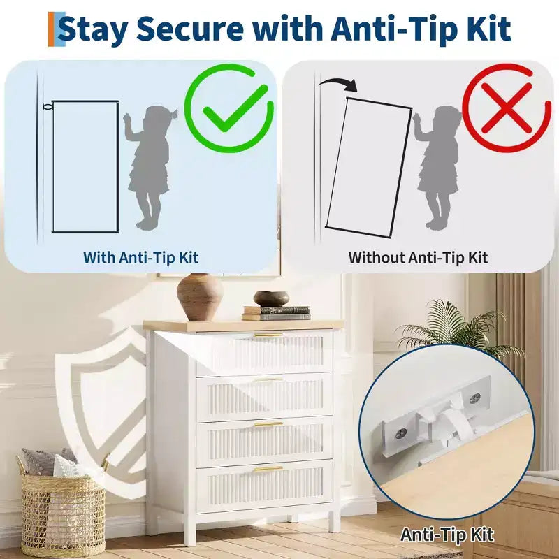 GustoWave Commode Haute 35,4" pour Chambre, avec 4 Tiroirs Cannelés et Armoire de Rangement pour Vêtements, Organisateur de Tiroir pour Chambre, Salon
