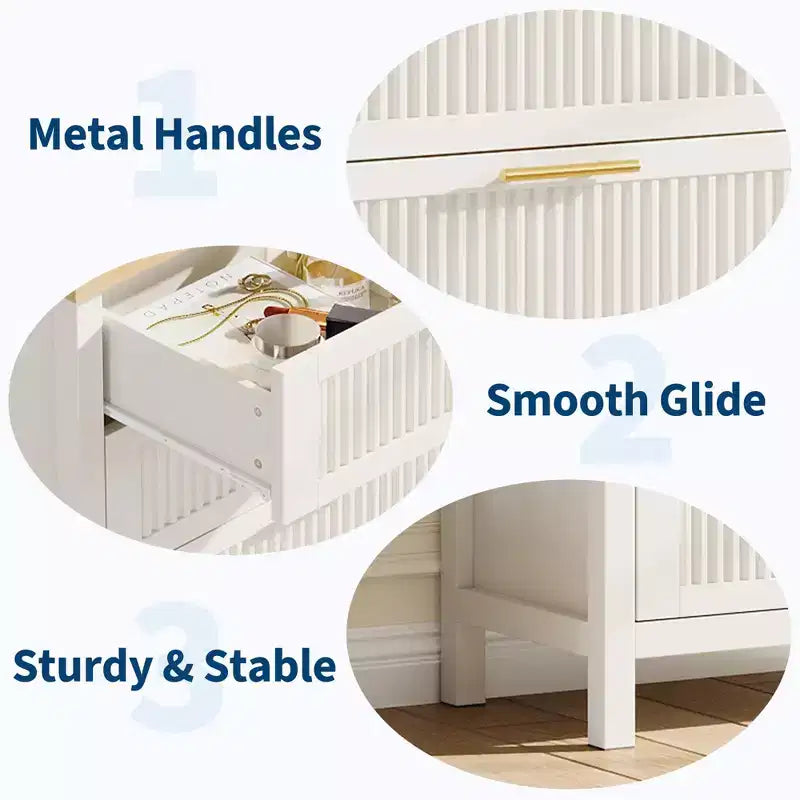 GustoWave Commode Haute 35,4" pour Chambre, avec 4 Tiroirs Cannelés et Armoire de Rangement pour Vêtements, Organisateur de Tiroir pour Chambre, Salon