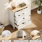 GustoWave Commode Haute 35,4" pour Chambre, avec 4 Tiroirs Cannelés et Armoire de Rangement pour Vêtements, Organisateur de Tiroir pour Chambre, Salon