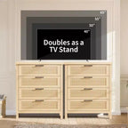GustoWave Commode Haute 35,4" pour Chambre, avec 4 Tiroirs Cannelés et Armoire de Rangement pour Vêtements, Organisateur de Tiroir pour Chambre, Salon