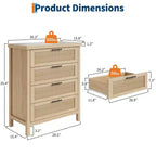 GustoWave Commode Haute 35,4" pour Chambre, avec 4 Tiroirs Cannelés et Armoire de Rangement pour Vêtements, Organisateur de Tiroir pour Chambre, Salon