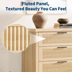 GustoWave Commode Haute 35,4" pour Chambre, avec 4 Tiroirs Cannelés et Armoire de Rangement pour Vêtements, Organisateur de Tiroir pour Chambre, Salon