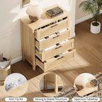 GustoWave Commode Haute 35,4" pour Chambre, avec 4 Tiroirs Cannelés et Armoire de Rangement pour Vêtements, Organisateur de Tiroir pour Chambre, Salon