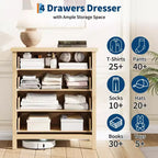 GustoWave Commode Haute 35,4" pour Chambre, avec 4 Tiroirs Cannelés et Armoire de Rangement pour Vêtements, Organisateur de Tiroir pour Chambre, Salon