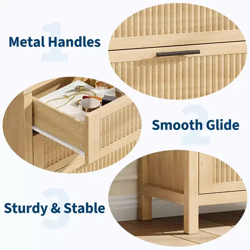 GustoWave Commode Haute 35,4" pour Chambre, avec 4 Tiroirs Cannelés et Armoire de Rangement pour Vêtements, Organisateur de Tiroir pour Chambre, Salon