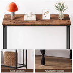 33.5in Wide Console Table, Narrow Entryway Table, Narrow Console Table, Behind Couch Table, End Table with Glass Shelf and Metal Frame