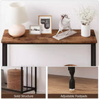 33.5in Wide Console Table, Narrow Entryway Table, Narrow Console Table, Behind Couch Table, End Table with Glass Shelf and Metal Frame