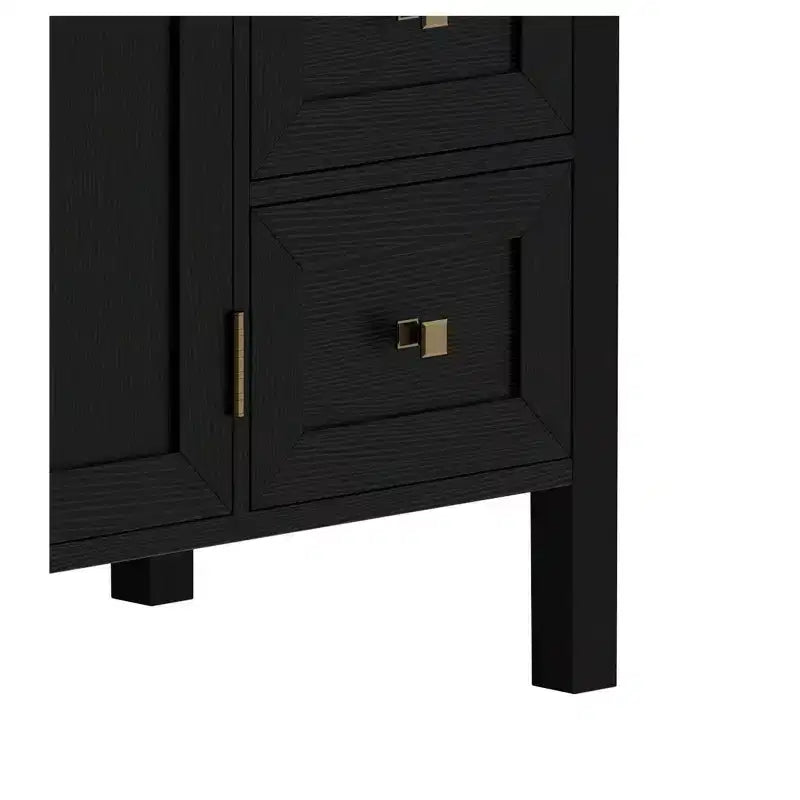 Meuble sous-vasque de salle de bain de 91 cm avec lavabo en céramique, meuble de rangement de salle de bain avec 2 portes et 3 tiroirs, 2 portes
