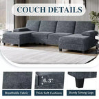 Canapé d'angle Celebalcony 106 pour salon, canapé en U 4 places avec double méridienne, canapé en tissu confortable pour appartement