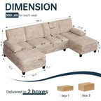 Canapé d'angle Celebalcony 106 pour salon, canapé en U 4 places avec double méridienne, canapé en tissu confortable pour appartement