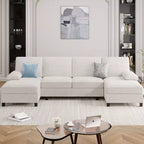 Canapé d'angle Celebalcony 106 pour salon, canapé en U 4 places avec double méridienne, canapé en tissu confortable pour appartement