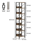 Étagère étroite à 6 niveaux, Bibliothèque haute et mince, Étagère d'angle rustique, Petites étagères, Bibliothèque industrielle pour chambre, salon, bureau à domicile