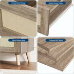 Commode COZONY 7 tiroirs en rotin, meuble de rangement moderne en bois avec façades tissées, grande commode pour chambre à coucher, salon, chambre d'enfant