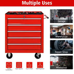 Organisateur d'armoire de rangement d'outils en acier, servante à 5 tiroirs avec serrure, inclut une clé pour un rangement sécurisé