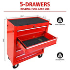 Organisateur d'armoire de rangement d'outils en acier, servante à 5 tiroirs avec serrure, inclut une clé pour un rangement sécurisé