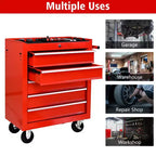 Organisateur d'armoire de rangement d'outils en acier, servante à 5 tiroirs avec serrure, inclut une clé pour un rangement sécurisé