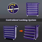Organisateur d'armoire de rangement d'outils en acier, servante à 5 tiroirs avec serrure, inclut une clé pour un rangement sécurisé
