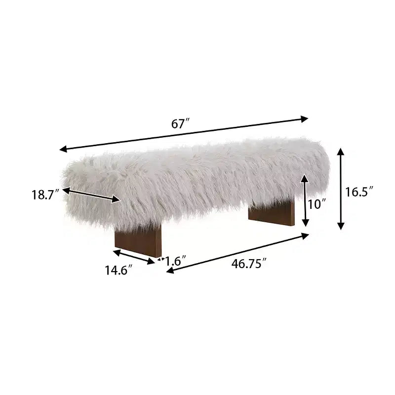 Banc rembourré Christopher Knight Home Elara en fausse laine à poils longs, style moderne