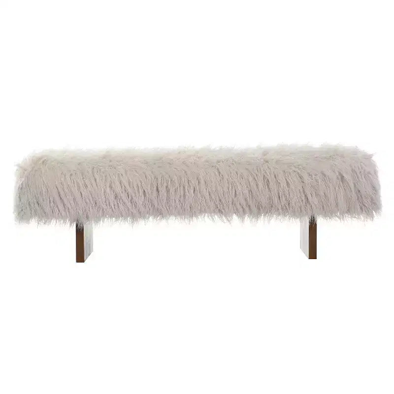 Banc rembourré Christopher Knight Home Elara en fausse laine à poils longs, style moderne