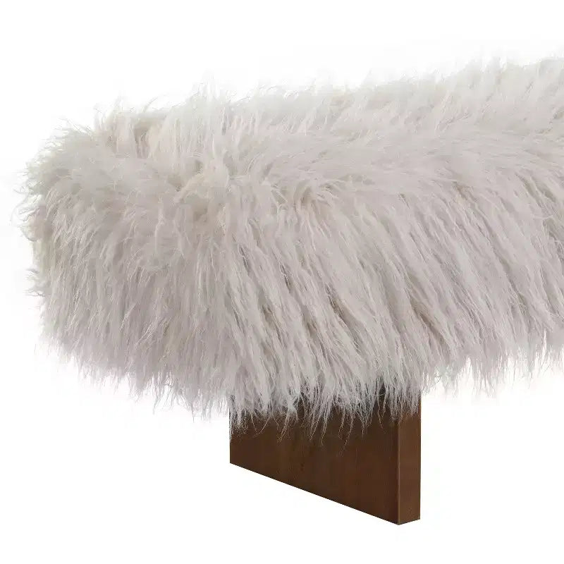 Banc rembourré Christopher Knight Home Elara en fausse laine à poils longs, style moderne