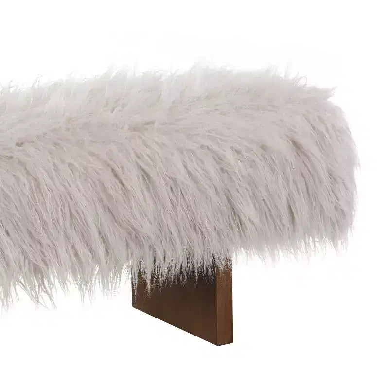 Banc rembourré Christopher Knight Home Elara en fausse laine à poils longs, style moderne