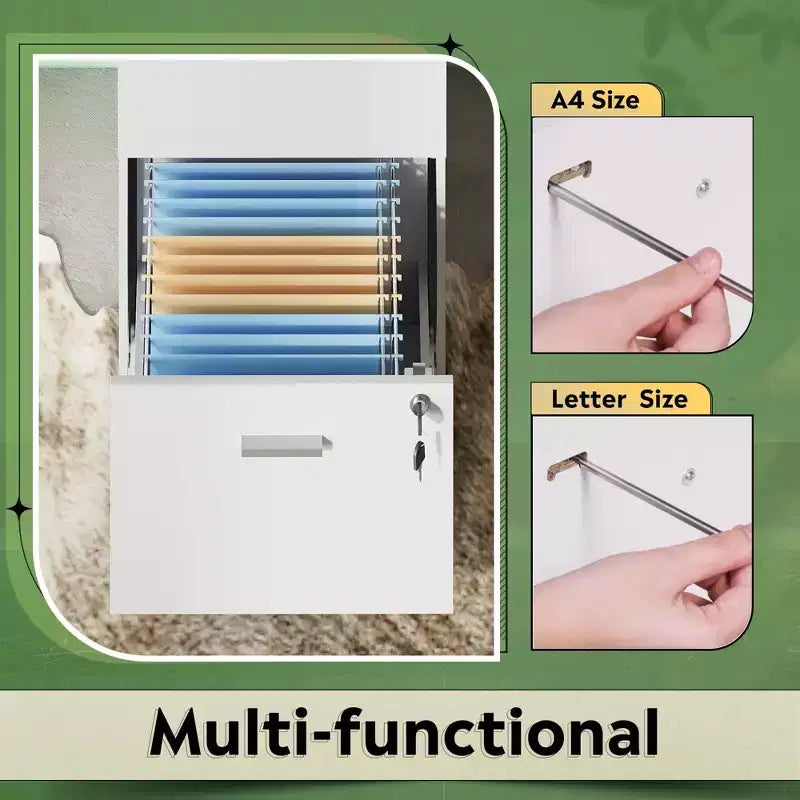 DEXYLLO Classeur vertical à 4 tiroirs avec serrure – Meuble de rangement en bois pour bureau à domicile, convient aux dossiers de format A4/Lettre