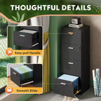DEXYLLO Classeur vertical à 4 tiroirs avec serrure – Meuble de rangement en bois pour bureau à domicile, convient aux dossiers de format A4/Lettre
