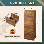 DEXYLLO Classeur vertical à 4 tiroirs avec serrure – Meuble de rangement en bois pour bureau à domicile, convient aux dossiers de format A4/Lettre