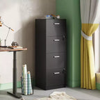 DEXYLLO 4-Drawer Vertical File Cabinet with Lock - Wood Storage Organizer for Home Office, Fits A4/Letter Size Files