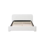 Elegant Platform Bed, Boucle Fabric Upholstered Bed Frame with Soft Headboard, Full/Queen/King Size, White - ModernLuxe