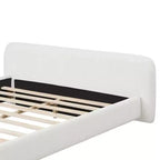 Elegant Platform Bed, Boucle Fabric Upholstered Bed Frame with Soft Headboard, Full/Queen/King Size, White - ModernLuxe